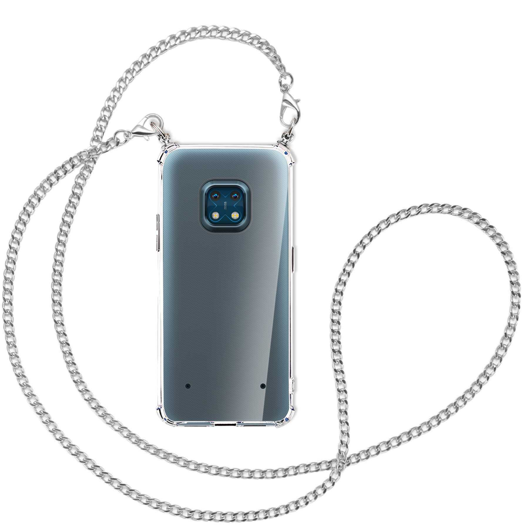 20, ENERGY MTB Metallkette, XR Kette Umhänge-Hülle Backcover, (silberfarben) Nokia, mit MORE