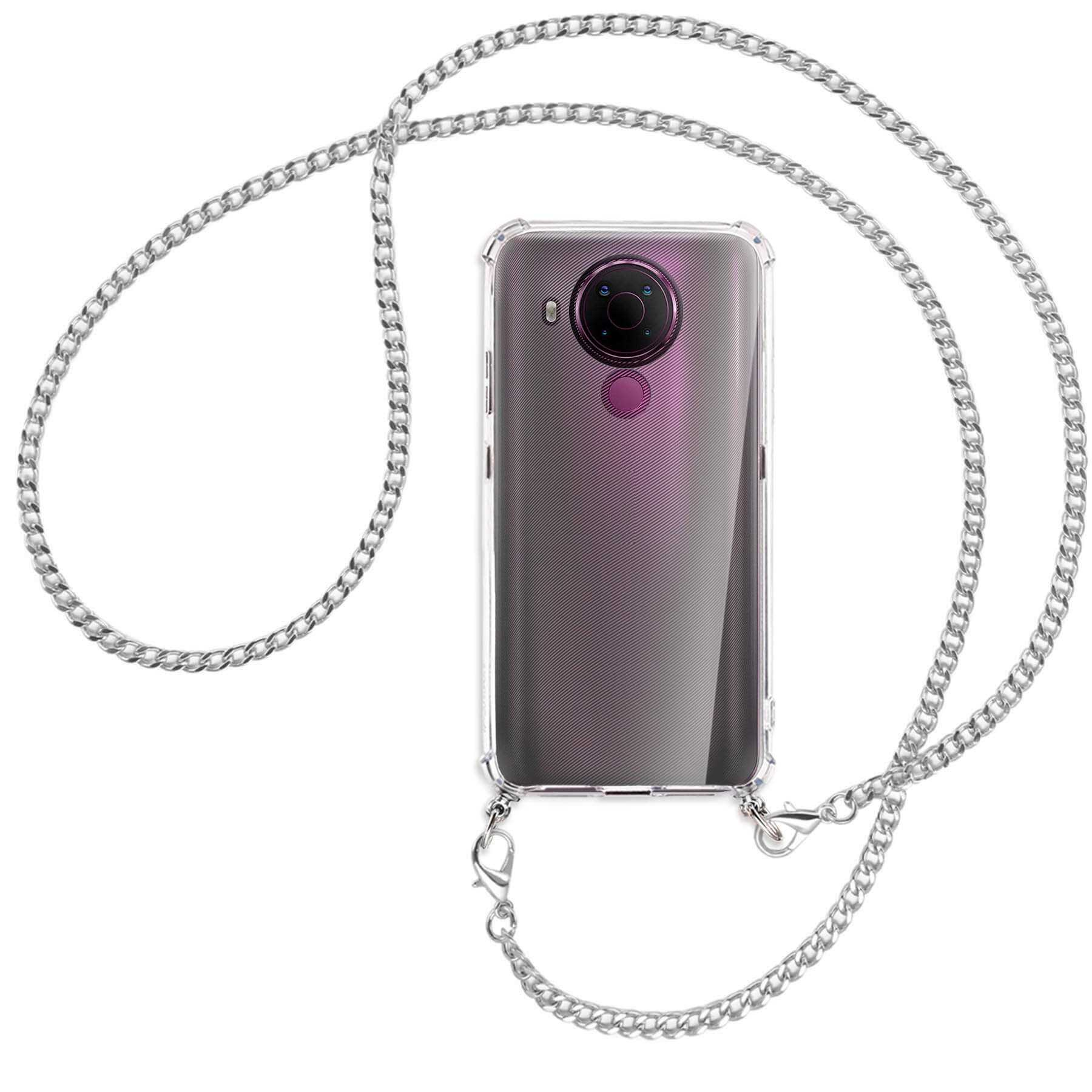MTB MORE 5.4, Kette ENERGY Backcover, Nokia, (silberfarben) mit Metallkette, Umhänge-Hülle