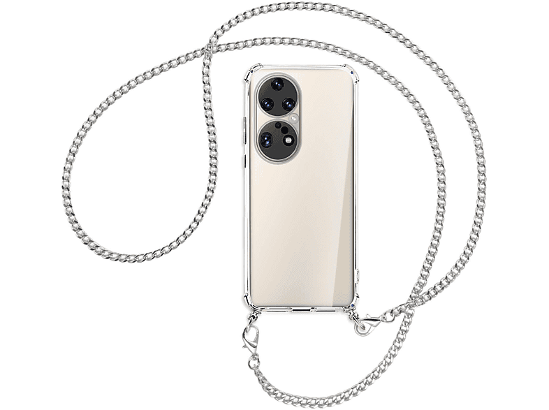 Metallkette, MORE (silberfarben) P50 Huawei, Umhänge-Hülle mit Kette Pro, Backcover, MTB ENERGY