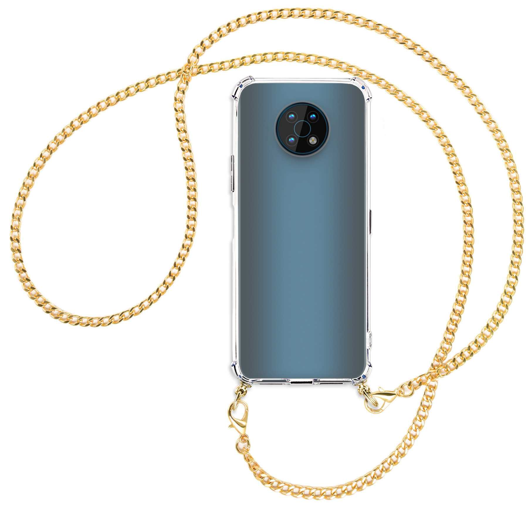 MORE ENERGY Umhänge-Hülle mit Kette Nokia, (goldfarben) G50, Backcover, MTB Metallkette,