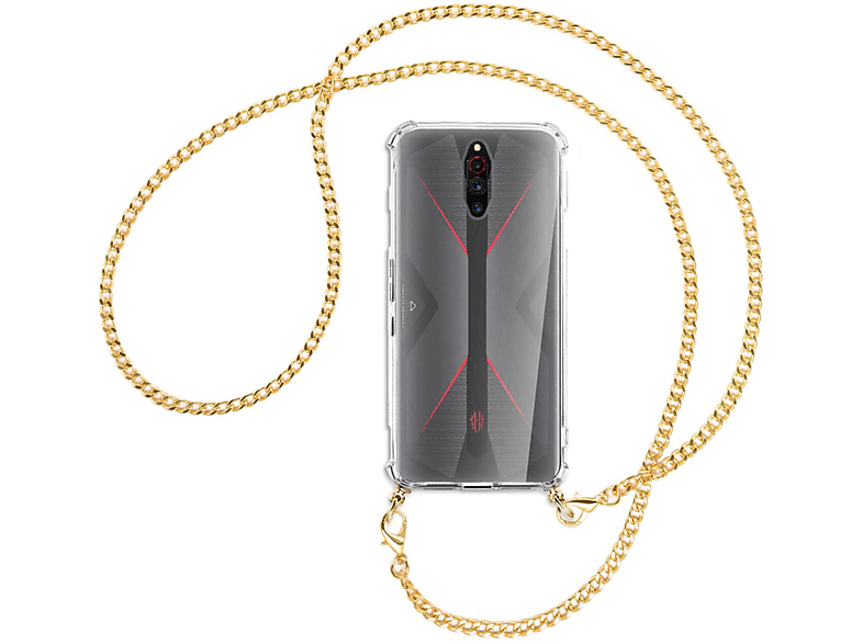 Nubia MORE 5G, Red mit Backcover, Metallkette, (goldfarben) MTB Kette Nubia Magic ENERGY Umhänge-Hülle 5S, ZTE, Magic Red