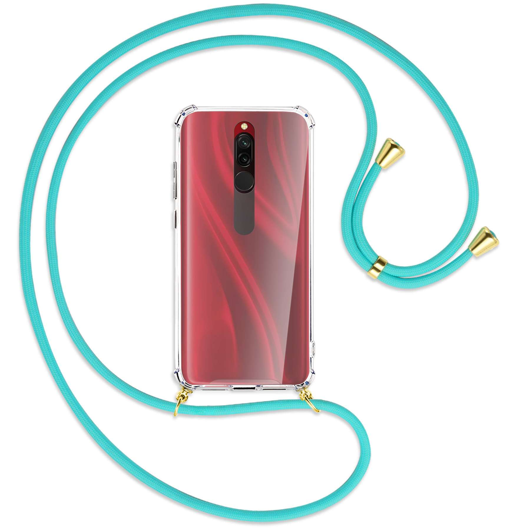 MTB MORE 8, Xiaomi, mit / ENERGY Redmi Kordel, Umhänge-Hülle Türkis Gold Backcover