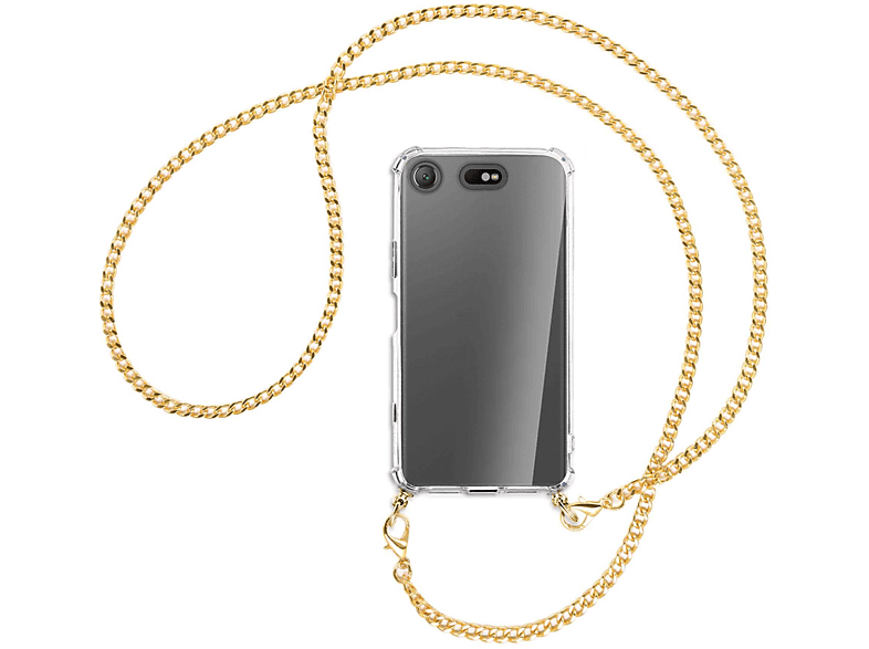 MTB compact, mit Kette Metallkette, ENERGY Umhänge-Hülle Sony, Backcover, Xperia XZ1 MORE (goldfarben)