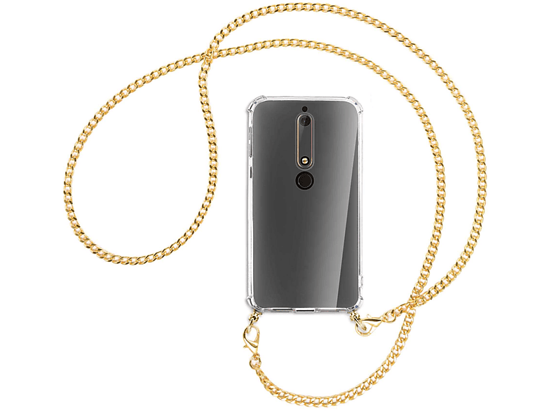 Backcover, (goldfarben) Umhänge-Hülle MORE mit Nokia, Kette MTB Metallkette, ENERGY 2018, 6 6.1,