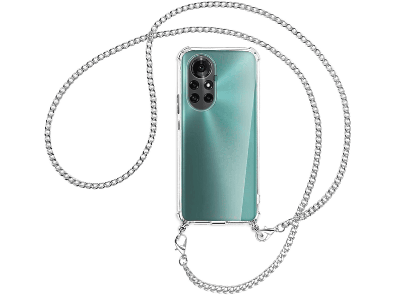 5G, 8 Huawei, Backcover, Kette MTB ENERGY (silberfarben) mit MORE Umhänge-Hülle Pro Metallkette, nova