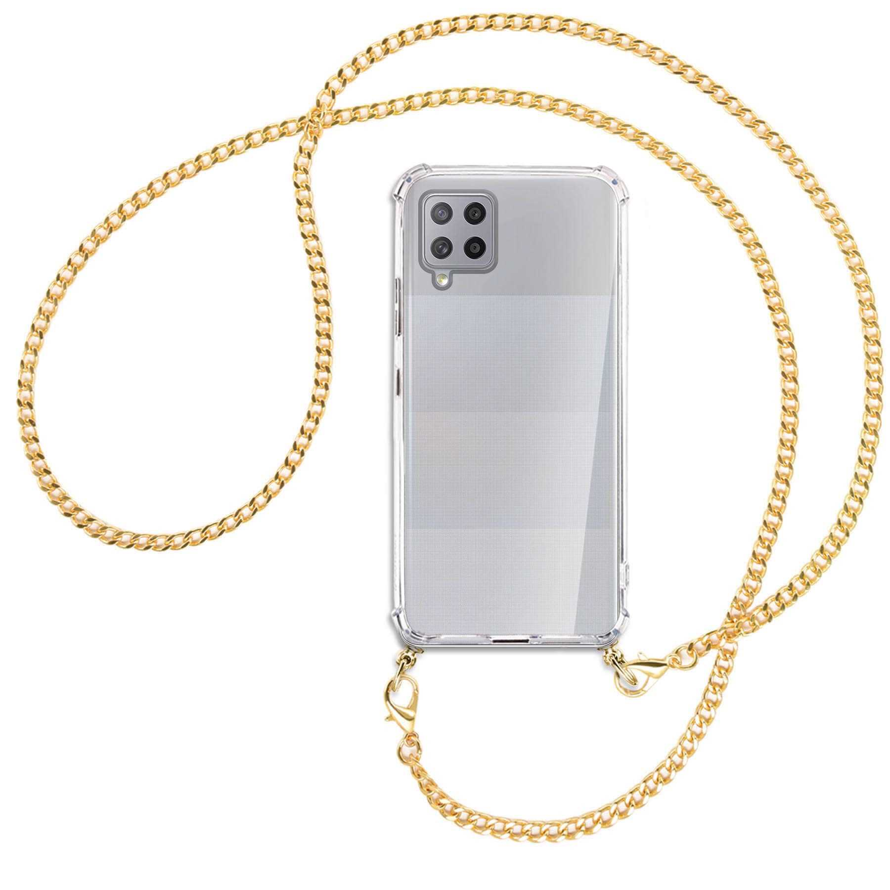 MTB MORE ENERGY Umhänge-Hülle Kette A42 Samsung, mit Backcover, 5G, Galaxy Metallkette, (goldfarben)