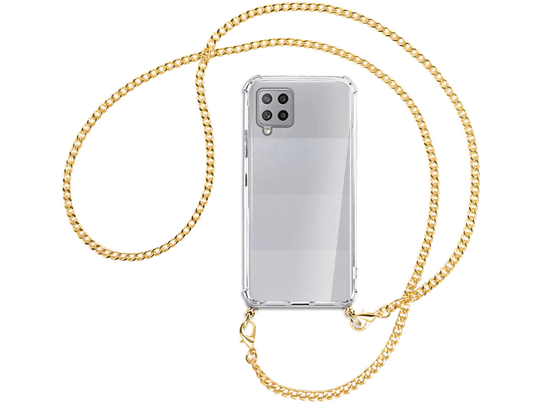 A42 mit Metallkette, 5G, Samsung, MTB Galaxy ENERGY Backcover, Kette Umhänge-Hülle MORE (goldfarben)