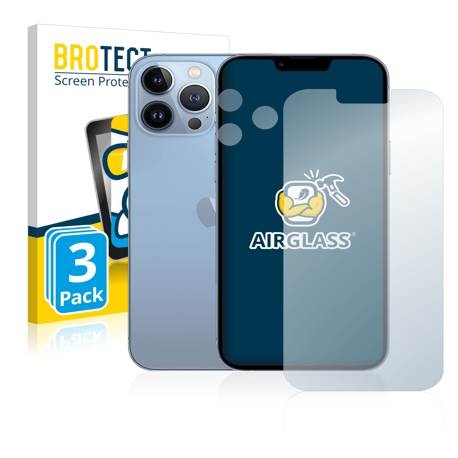 klare Pro 3x Airglass Max) Schutzfolie(für BROTECT iPhone Apple 13