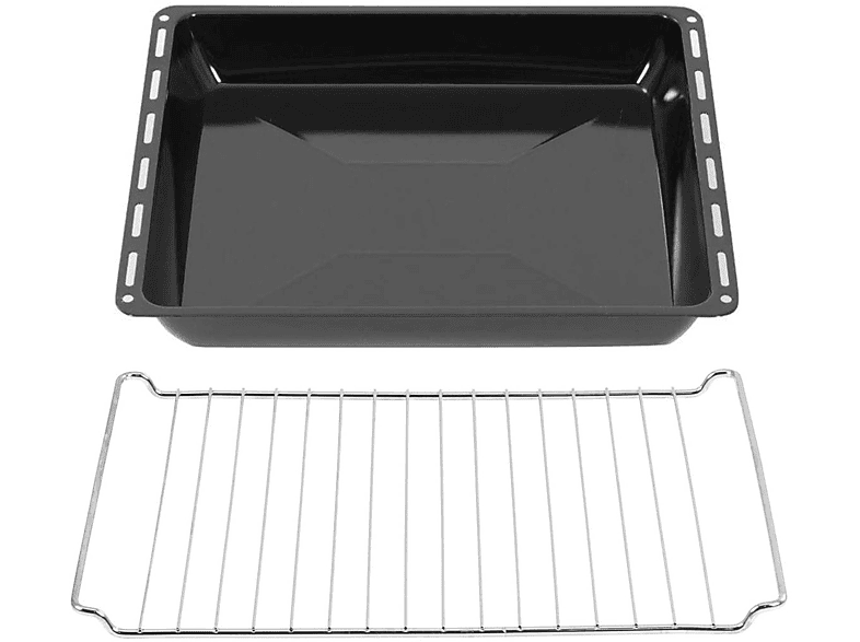 ICQN 45.5x37.5 cm Backbleche & -Gitter Set, 6 cm extra Tiefe Emaille Fettpfanne & Verchromt Backofenrost Backblech