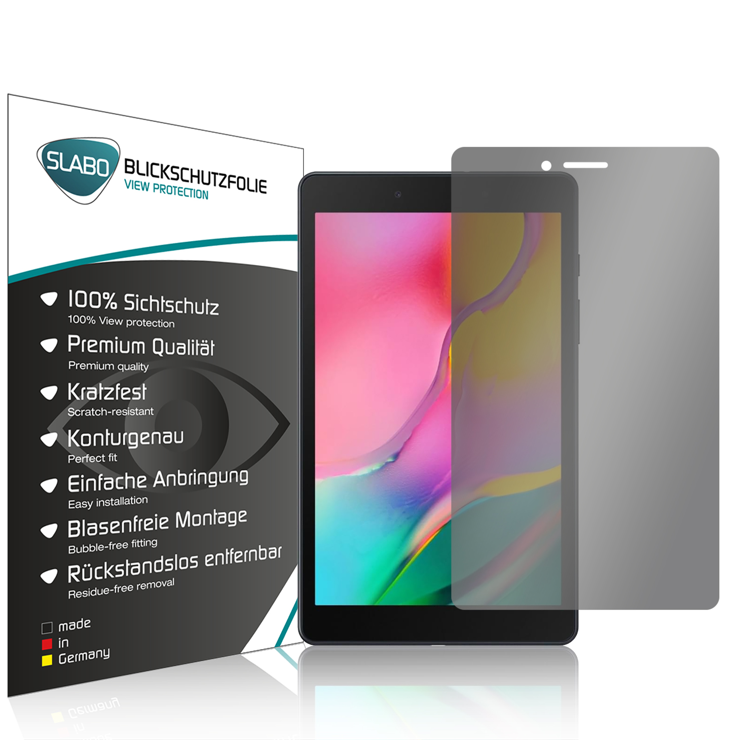 Samsung Galaxy (2019) 360° T295 Schwarz Tab 8.0 View Displayschutz(für SLABO Blickschutzfolie A Protection \