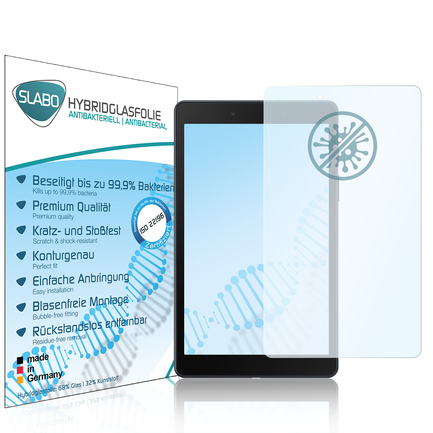 SLABO antibakterielle flexible Hybridglasfolie A Samsung Displayschutz(für 8.0 T290 (2019) Tab \