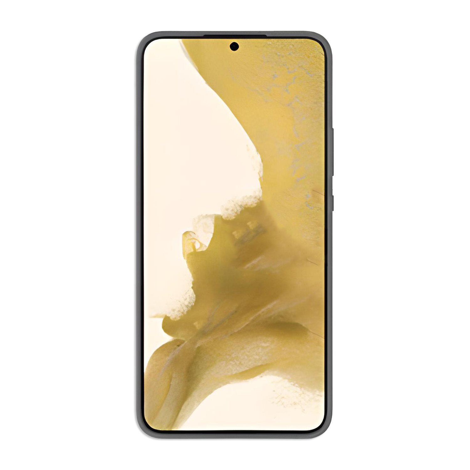 Smartphone mit einem Display, das einen hellen Hintergrund zeigt.