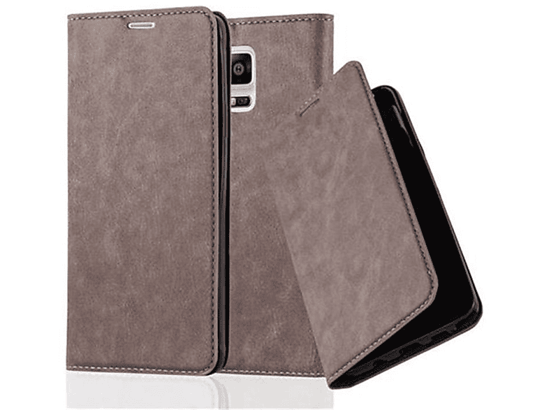 CADORABO Book Hülle Invisible Magnet, Bookcover, Samsung, Galaxy NOTE 4, KAFFEE BRAUN