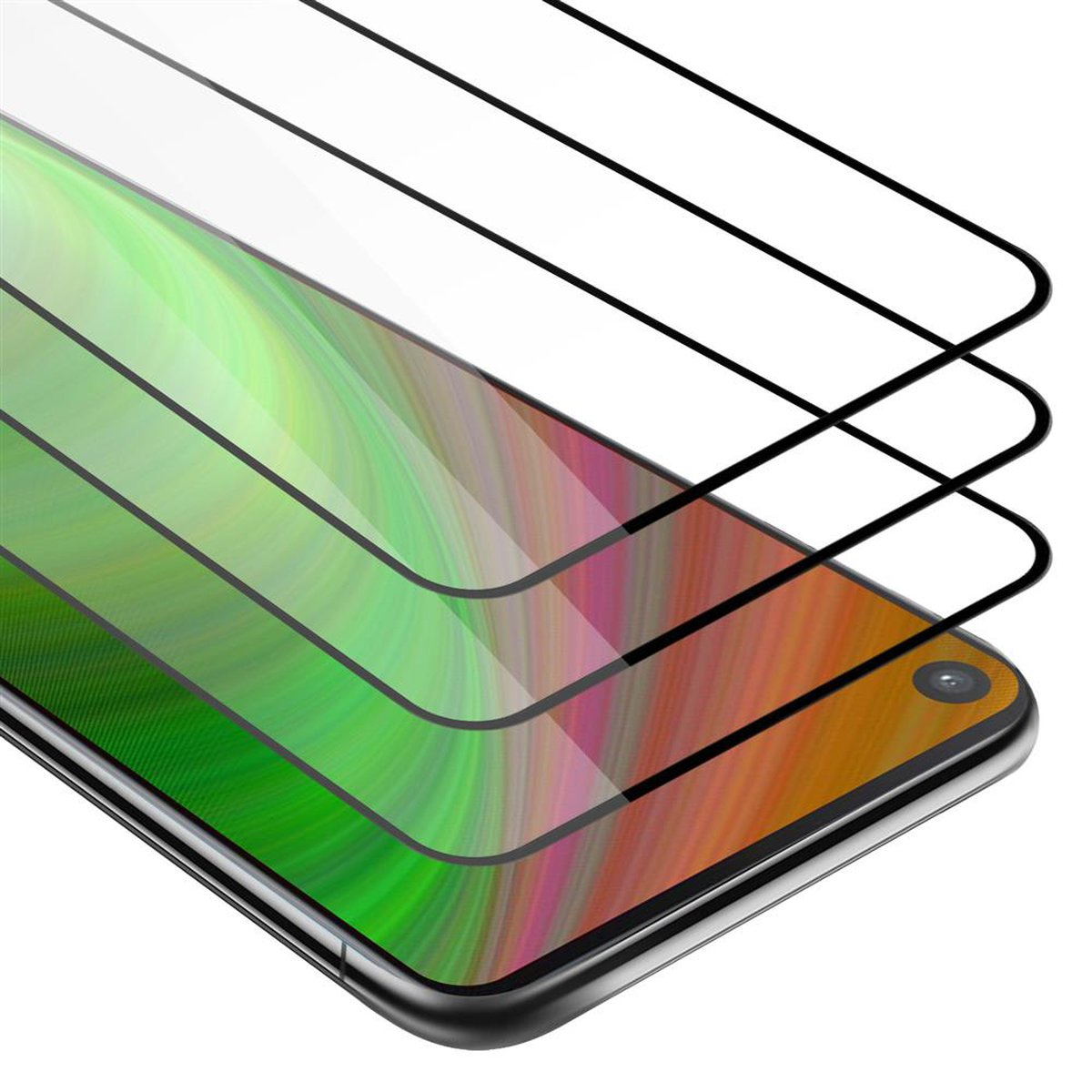 Un telefono con protezioni per schermo sovrapposte allo schermo.