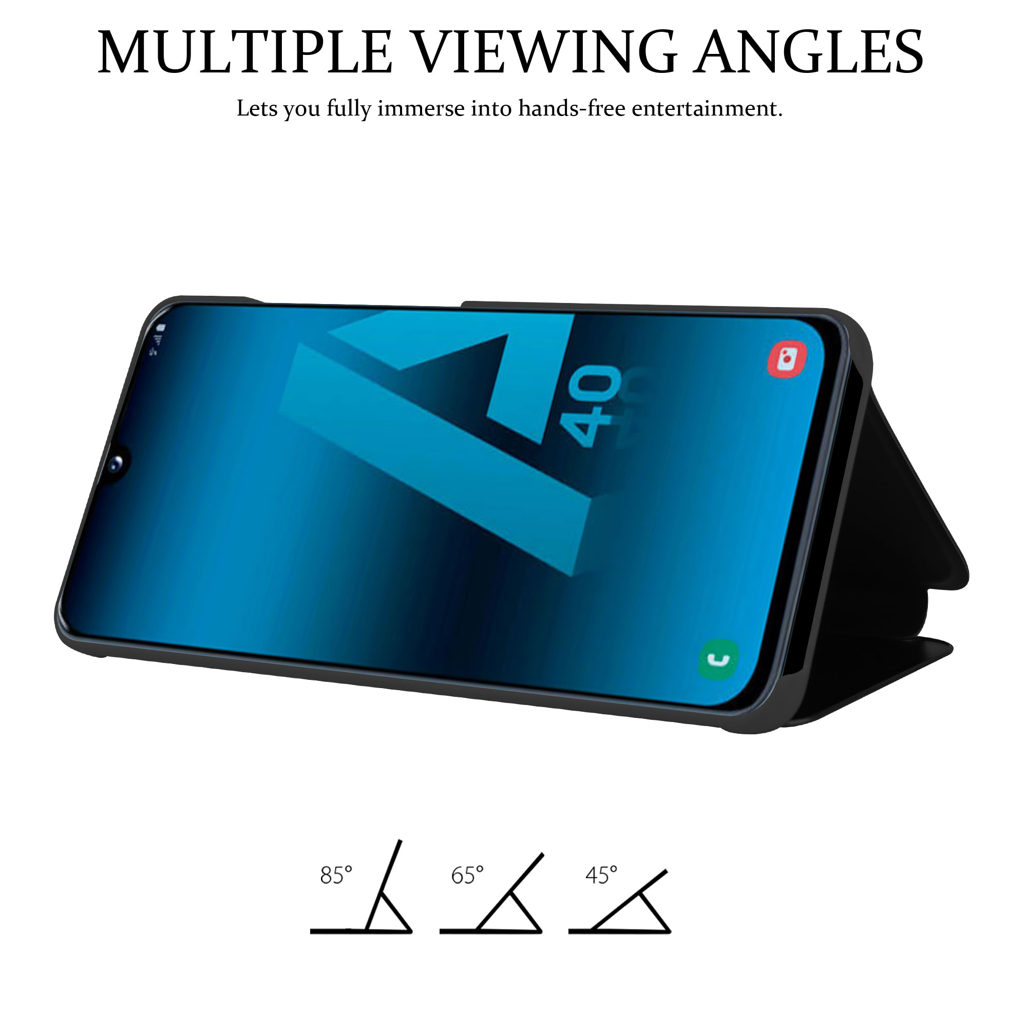 Samsung, Spiegel A40, View TURMALIN SCHWARZ CADORABO Book, Handyhülle Galaxy Smart Bookcover,