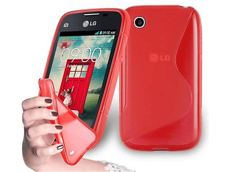 CADORABO TPU S-Line Handyhülle, ROT Backcover, L40, INFERNO LG