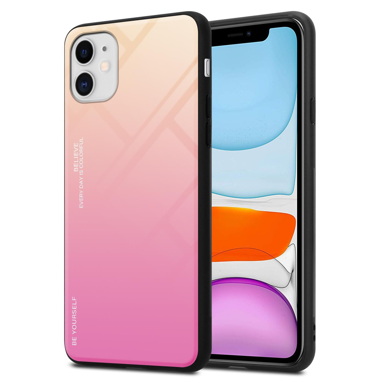Farben TPU - aus CADORABO 11, Silikon Apple, 2 Hülle Glas, Backcover, GELB iPhone ROSA