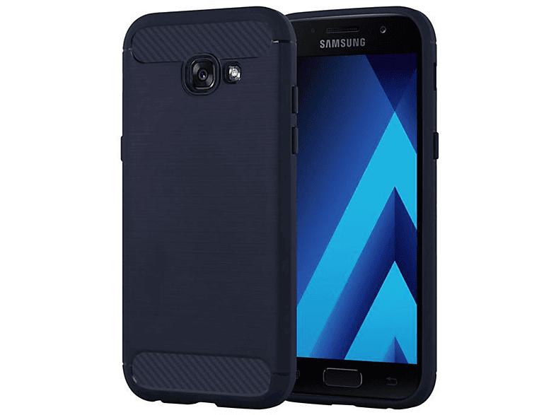 Carbon Samsung, Backcover, A3 Ultra CADORABO Hülle, BRUSHED Galaxy 2017, BLAU TPU Slim