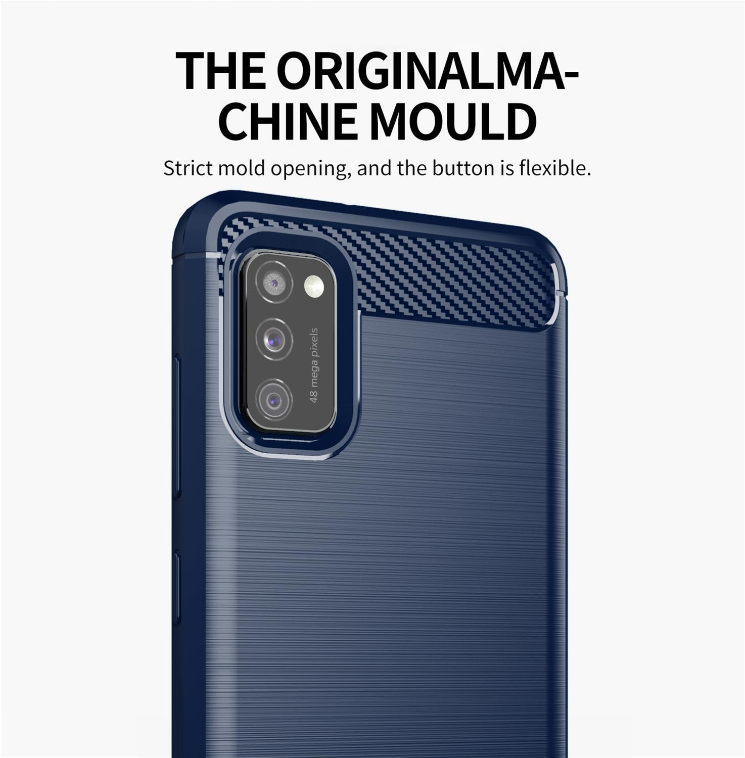 Custodia blu per telefono con testo: THE ORIGINAL MACHINE MOULD, 48 megapixel.