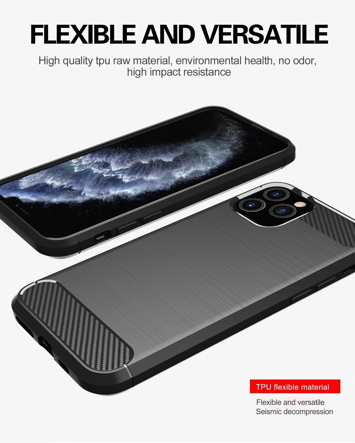 Ultra Apple, BRUSHED PRO, Hülle, SCHWARZ TPU CADORABO 11 iPhone Slim Carbon Backcover,