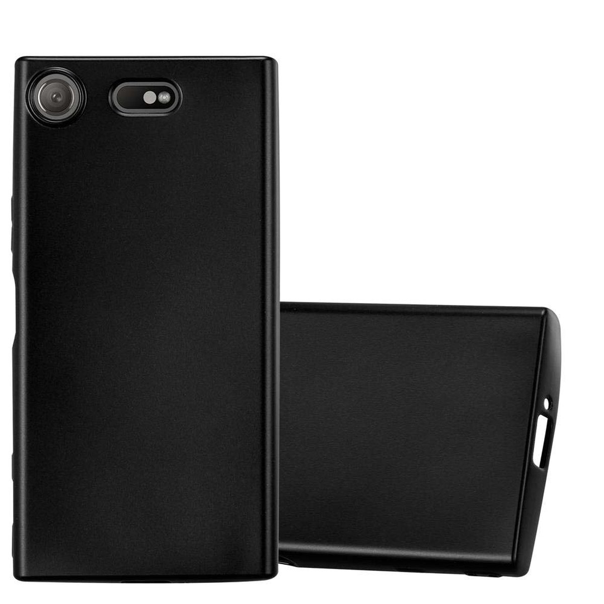 CADORABO TPU Matt Metallic METALLIC SCHWARZ COMPACT, Hülle, Sony, Xperia XZ1 Backcover