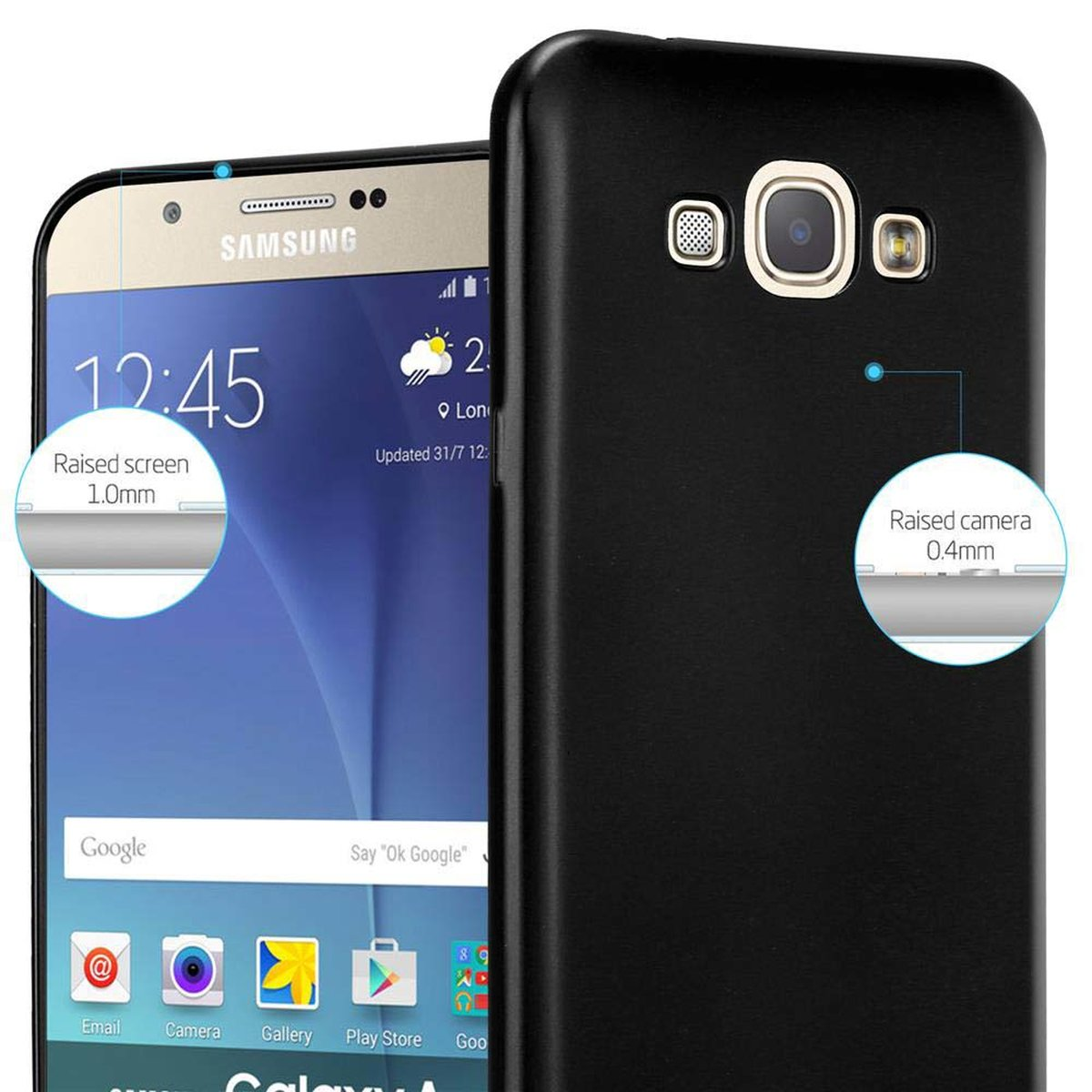 CADORABO TPU Matt Metallic Hülle, SCHWARZ Backcover, METALLIC Galaxy A8 Samsung, 2015