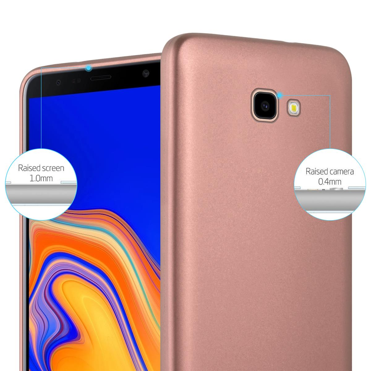 Custodia per telefono oro rosa con protezione per schermo e fotocamera rialzata. Con bordi rialzati e ritagli.