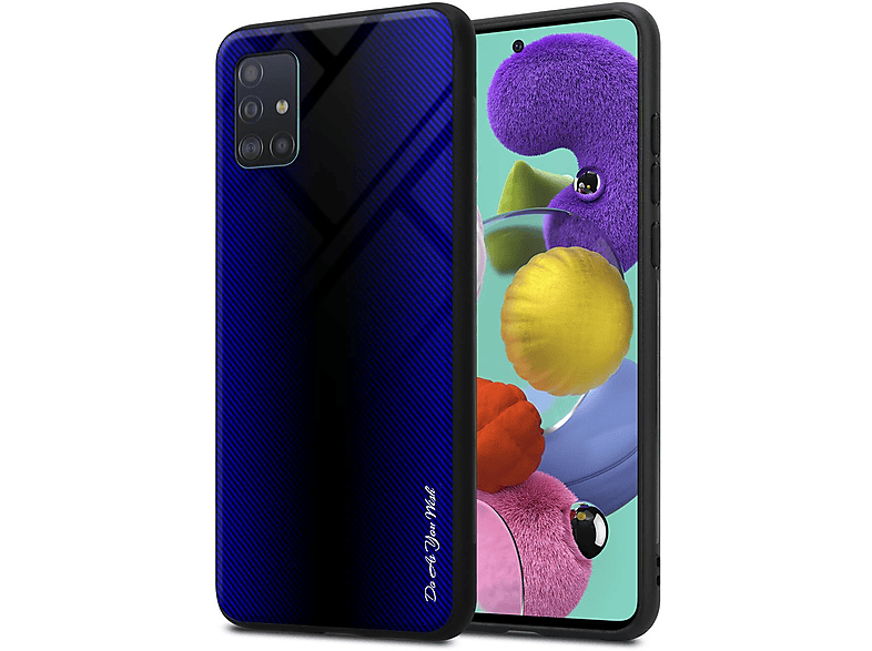 CADORABO TPU Gestreiftes Glas Hülle, Galaxy / M40s, 4G LILA COBALT A51 Samsung, Backcover