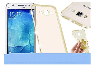 carcasa de móvil  - Funda flexible para móvil - Carcasa de TPU Silicona ultrafina CADORABO, Samsung, Galaxy J5 2015 -5, oro transparente