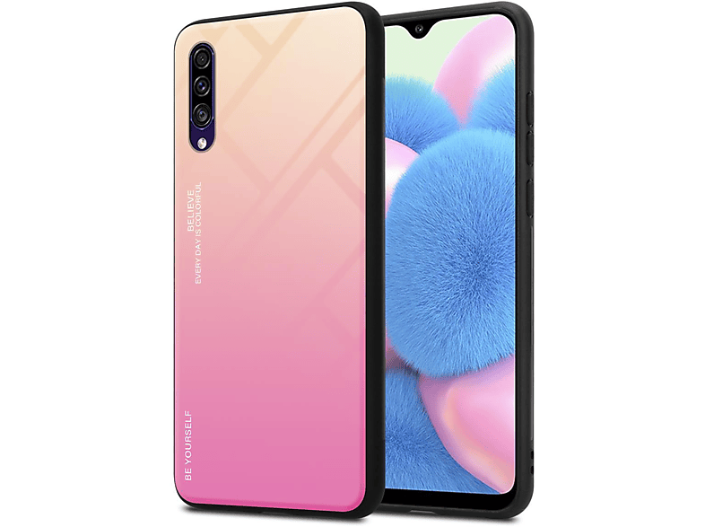 ROSA aus 4G 2 / Samsung, Silikon Farben Backcover, CADORABO GELB A30s, A50 / Glas, TPU - Galaxy A50s Hülle