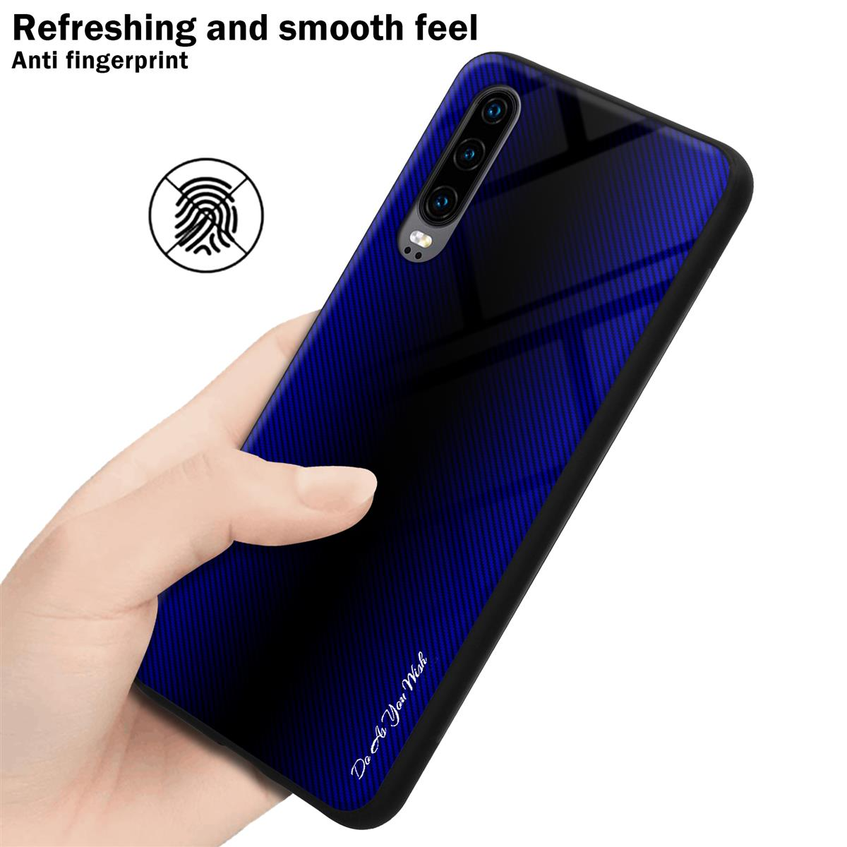 CADORABO TPU Gestreiftes Glas Hülle, LILA COBALT Backcover, Huawei, P30