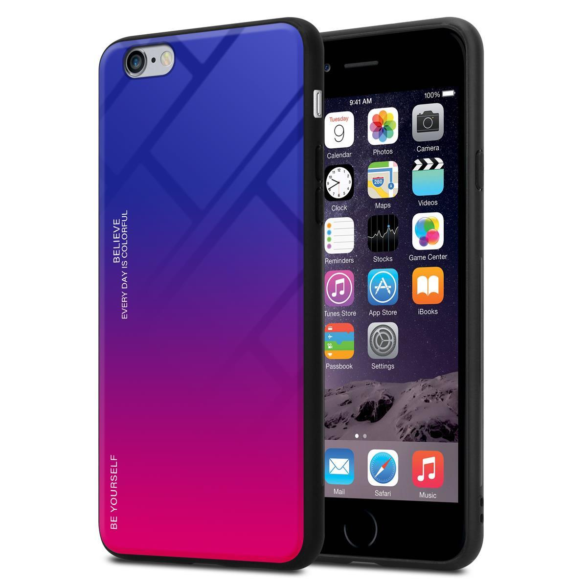 CADORABO Hülle aus PLUS - PLUS, 6 ROT TPU 2 Glas, Backcover, Apple, LILA Farben / iPhone 6S Silikon