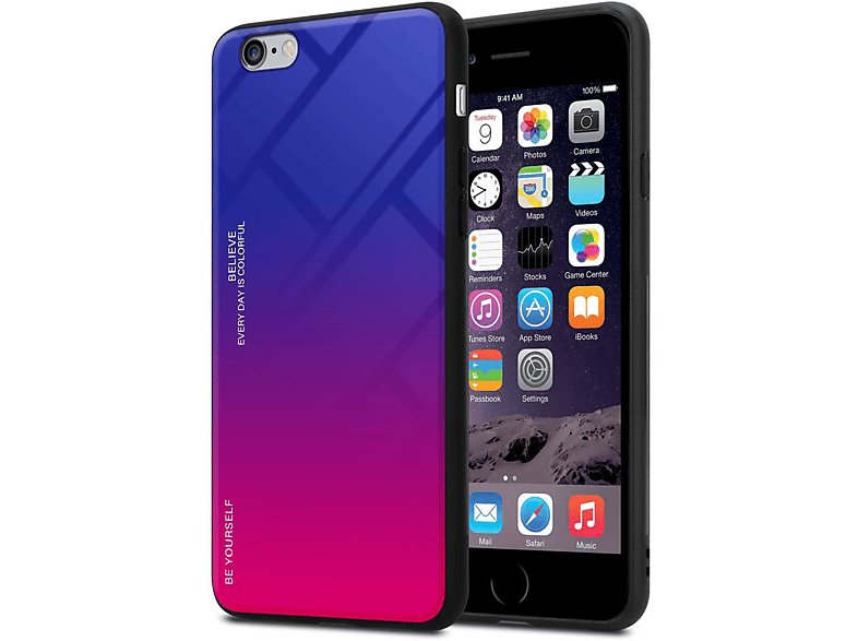 Backcover, ROT 2 6S CADORABO - Apple, PLUS Silikon 6 PLUS, Farben iPhone / aus Glas, TPU Hülle LILA