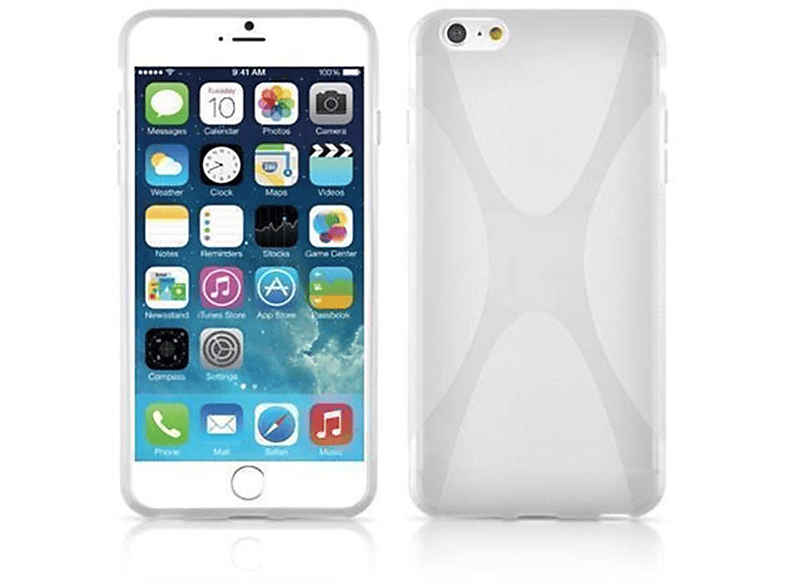 CADORABO TPU X-Line Schutzhülle, Backcover, Apple, iPhone 6 PLUS / 6S PLUS, HALB TRANSPARENT