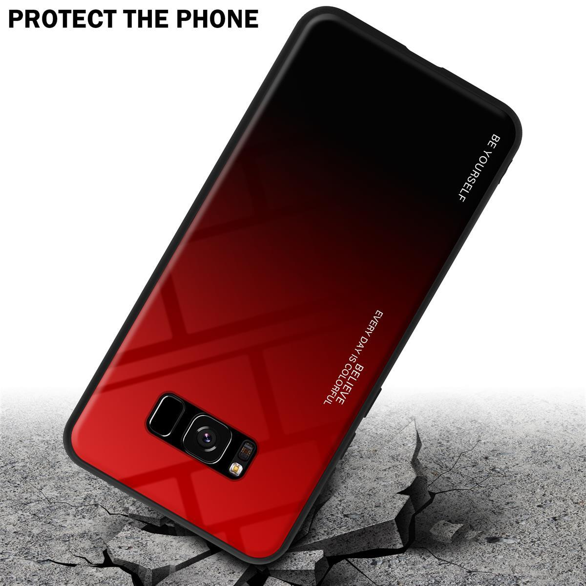 Custodia per telefono con gradiente di colore. Il telefono è su una superficie ruvida, con crepe visibili.