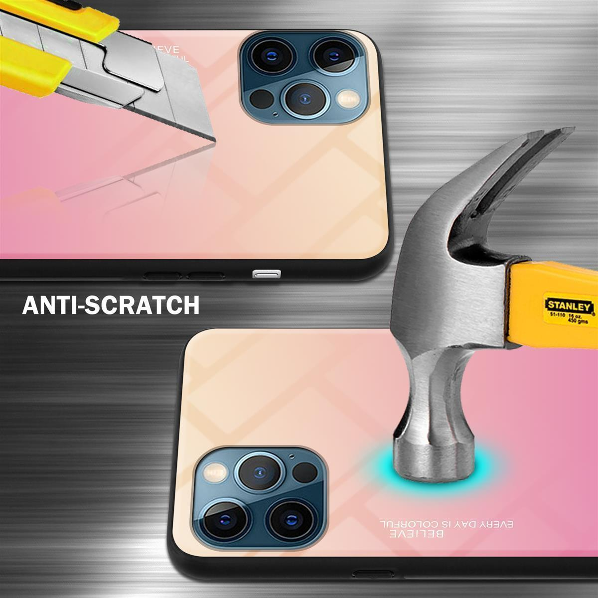 Handyhülle wird mit einem Cutter und einem Hammer auf Kratzfestigkeit getestet.