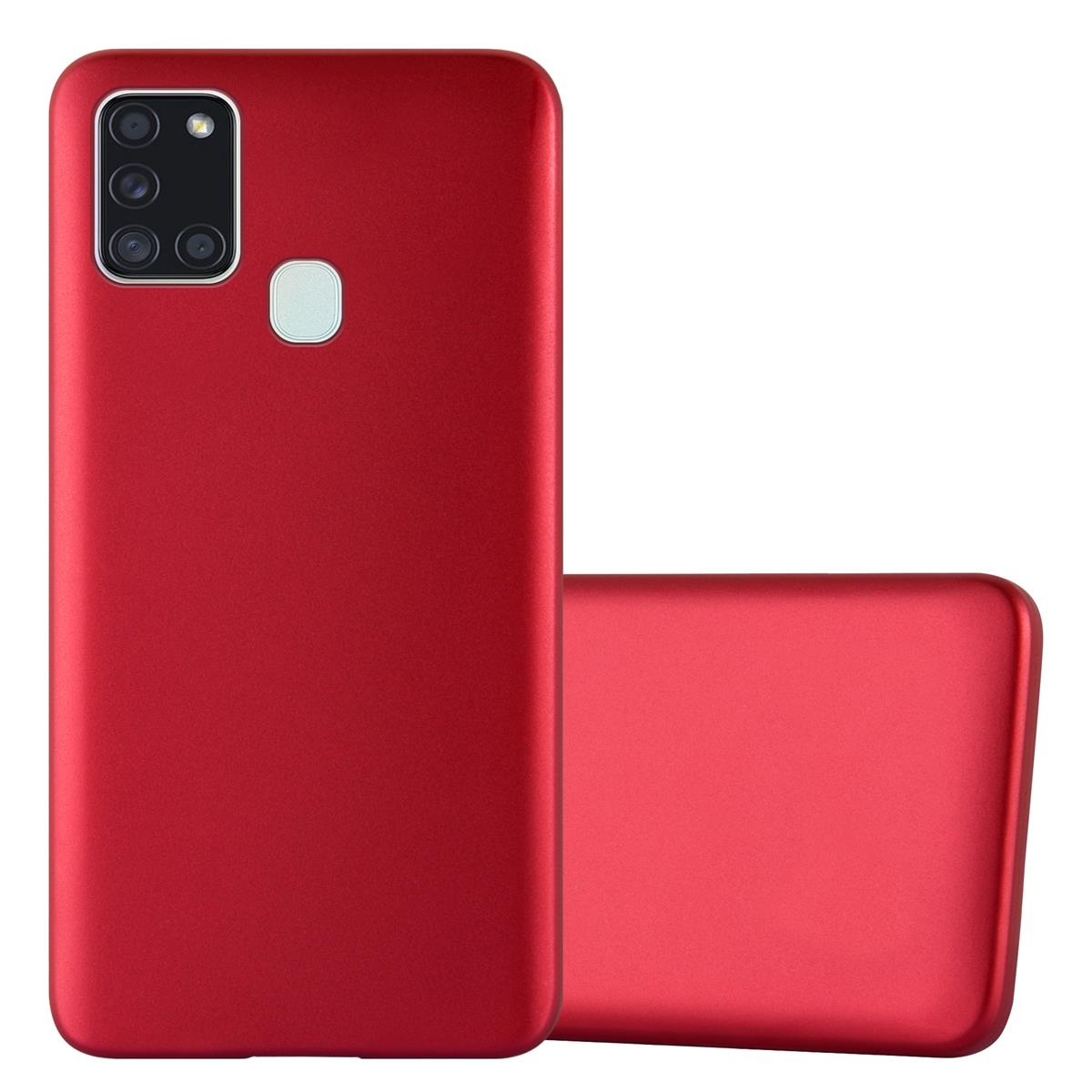 CADORABO TPU Matt Metallic Hülle, ROT Samsung, METALLIC Backcover, A21s, Galaxy