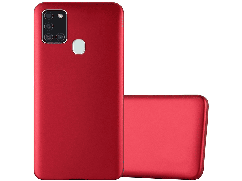 CADORABO TPU Matt Hülle, A21s, METALLIC Samsung, ROT Metallic Backcover, Galaxy