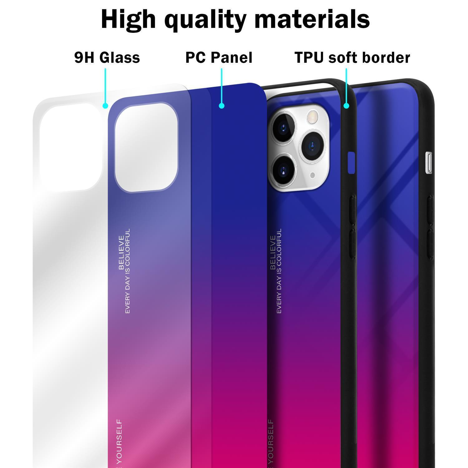 iPhone Glas, 11 ROT Silikon PRO, - Apple, aus LILA CADORABO Hülle Farben 2 Backcover, TPU