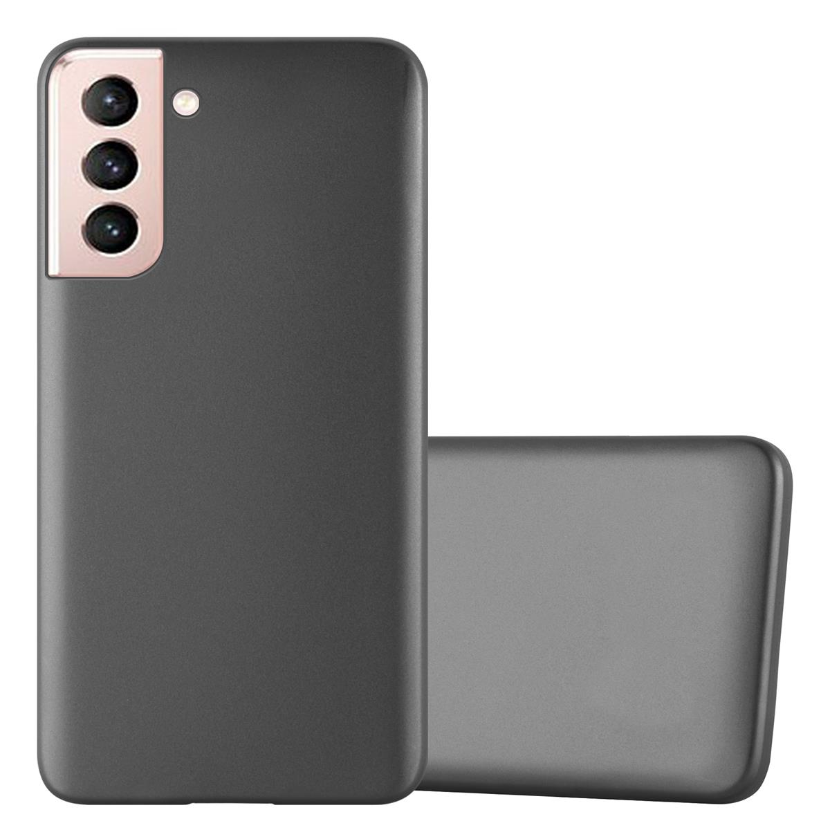 Custodia nera con tre fotocamere, un'altra custodia dietro.