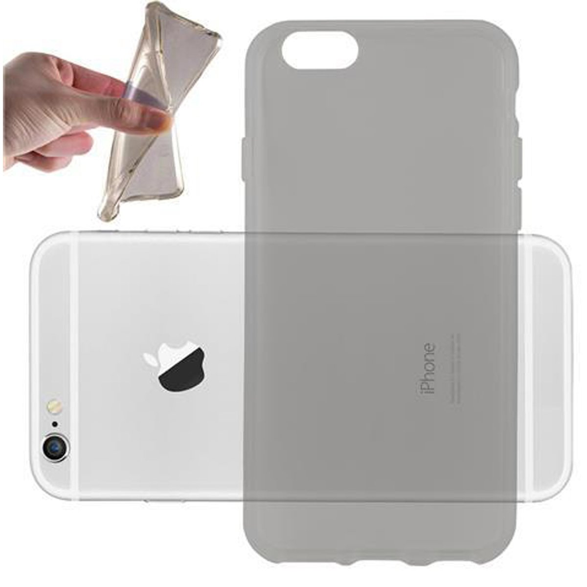 CADORABO TPU Ultra Slim Apple, iPhone PLUS, Schutzhülle, SCHWARZ / PLUS AIR 6 Backcover, TRANSPARENT 6S