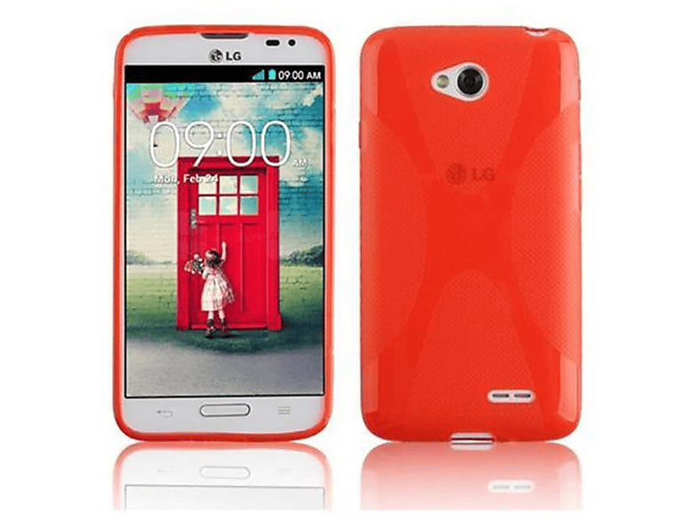 CADORABO TPU X-Line Schutzhülle, Backcover, (1. LG, SIM), INFERNO L70 ROT