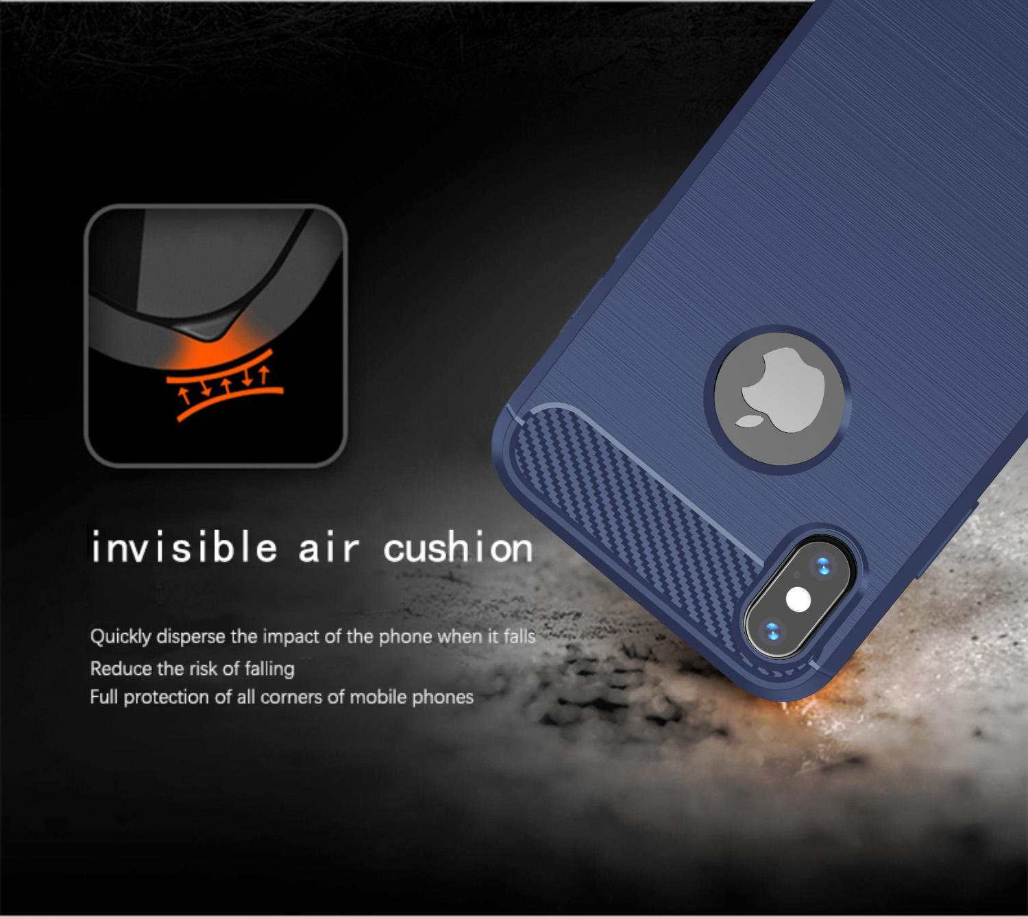 CADORABO TPU Ultra Slim BRUSHED BLAU MAX, Backcover, Hülle, Apple, XS iPhone Carbon