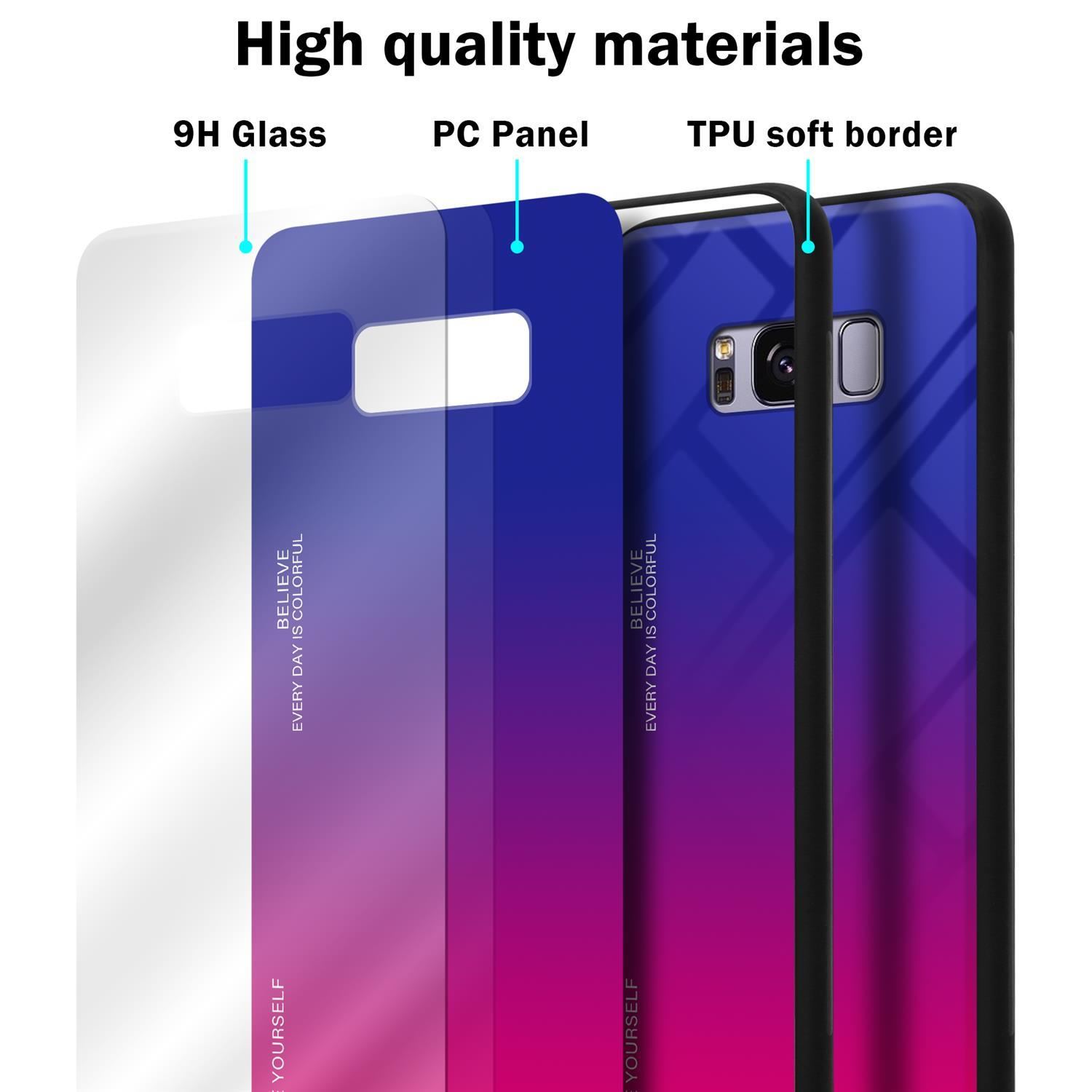 - Samsung, Glas, Galaxy Hülle PLUS, S8 2 Farben TPU ROT Silikon LILA Backcover, aus CADORABO