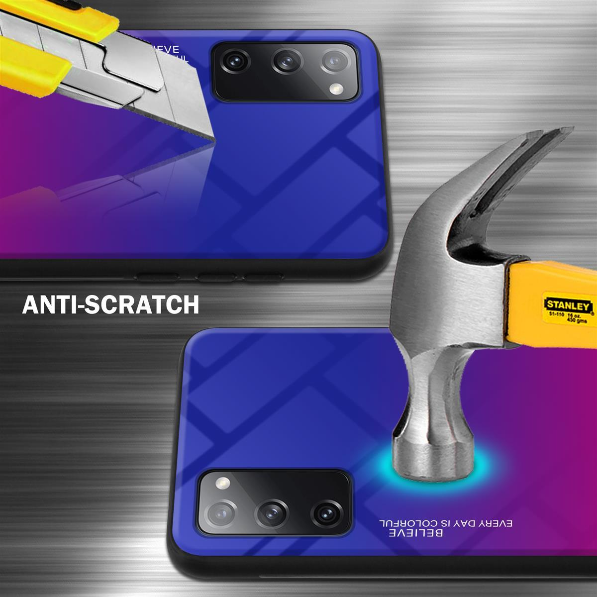Vengono mostrati due telefoni con schermi colorati. Un martello sta colpendo uno. Lo sfondo è bianco con testo.