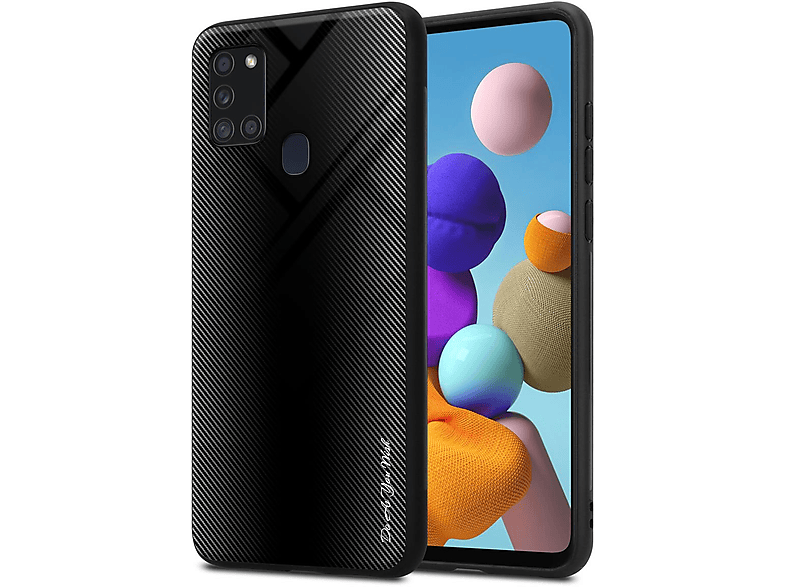 CADORABO TPU Gestreiftes Glas Hülle, Backcover, Samsung, Galaxy A21s