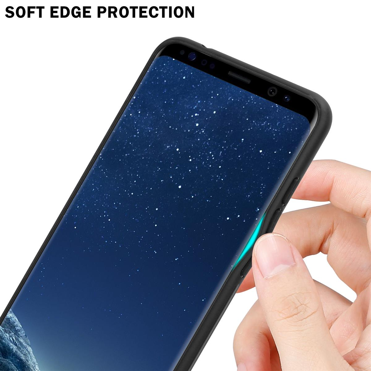 Farben BLAU Backcover, Hülle CADORABO 2 Samsung, - Silikon TPU SCHWARZ Glas, aus S8, Galaxy
