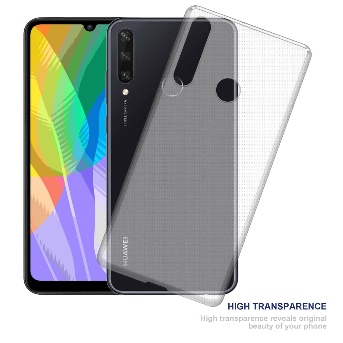 Huawei, Backcover, Y6P, Ultra VOLL TRANSPARENT CADORABO Slim TPU AIR Schutzhülle,