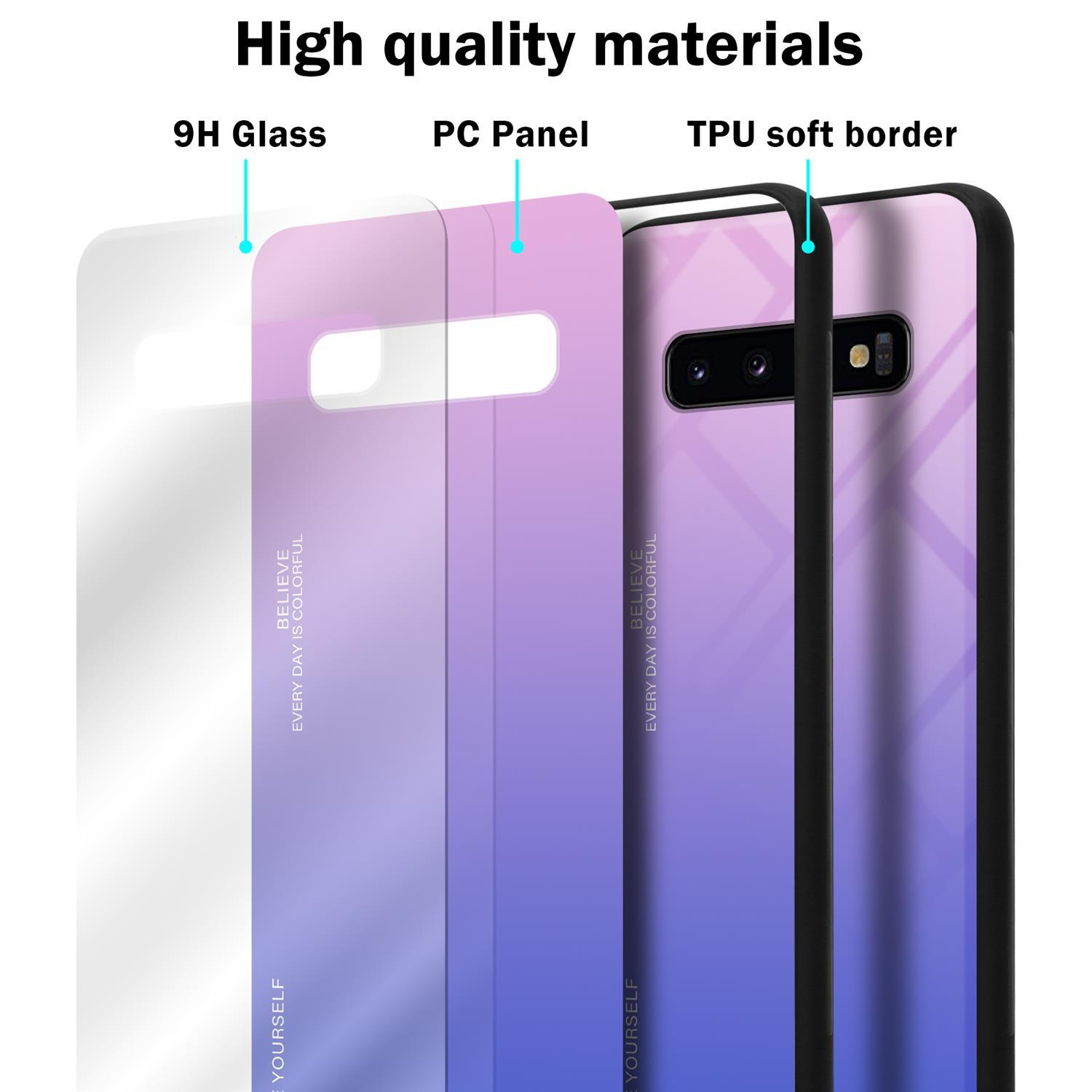 BLAU 2 4G, Samsung, Silikon Farben S10 TPU Backcover, Glas, CADORABO Galaxy aus PINK - Hülle