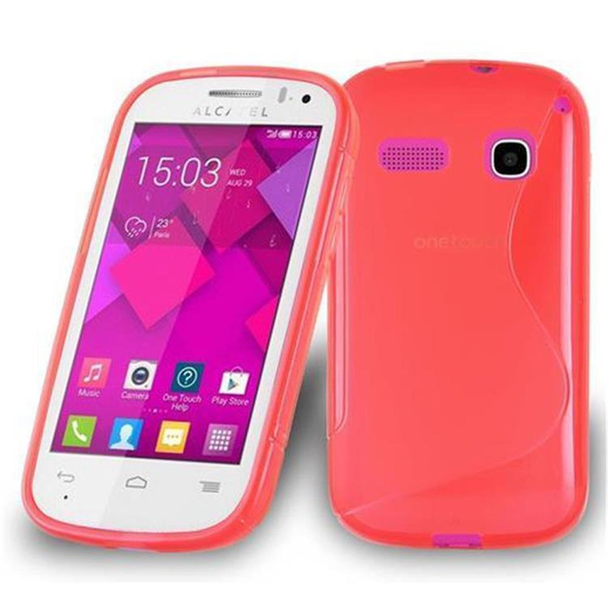 C3, Handyhülle, ROT POP TPU OneTouch CADORABO INFERNO S-Line Alcatel, Backcover,